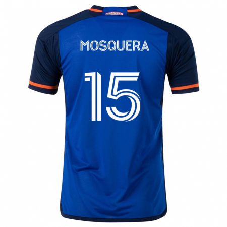 Kandiny Mujer Camiseta Yerson Mosquera #15 Azul Blanco 1ª Equipación 2024/25 La Camisa Chile