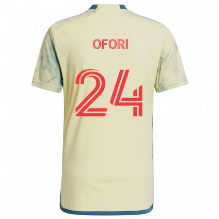 Kandiny Mujer Camiseta Curtis Ofori #24 Amarillo Rojo Azul 1ª Equipación 2024/25 La Camisa Chile