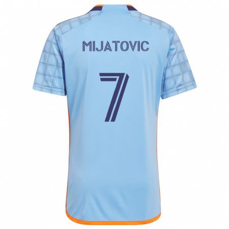 Kandiny Mujer Camiseta Jovan Mijatovic #7 Azul Naranja 1ª Equipación 2024/25 La Camisa Chile