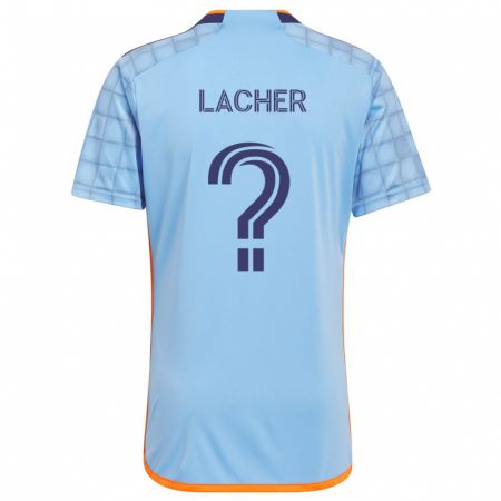 Kandiny Mujer Camiseta Julien Lacher #0 Azul Naranja 1ª Equipación 2024/25 La Camisa Chile