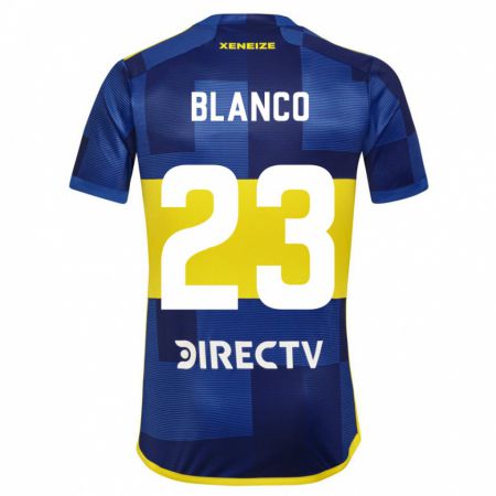 Kandiny Mujer Camiseta Lautaro Blanco #23 Azul Amarillo 1ª Equipación 2024/25 La Camisa Chile