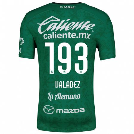 Kandiny Mujer Camiseta Luis Valadez #193 Verde Blanco 1ª Equipación 2024/25 La Camisa Chile