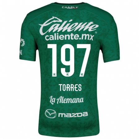 Kandiny Mujer Camiseta Erick Torres #197 Verde Blanco 1ª Equipación 2024/25 La Camisa Chile