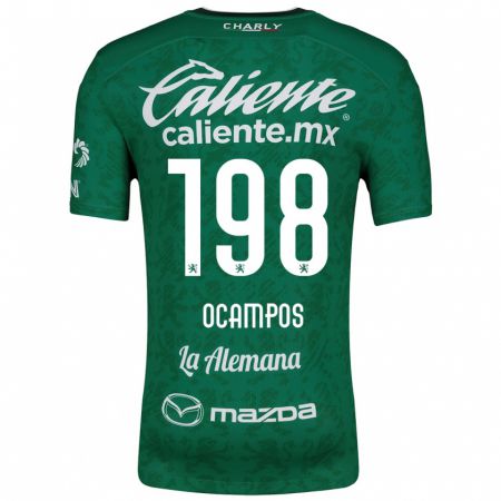 Kandiny Mujer Camiseta Omar Ocampos #198 Verde Blanco 1ª Equipación 2024/25 La Camisa Chile