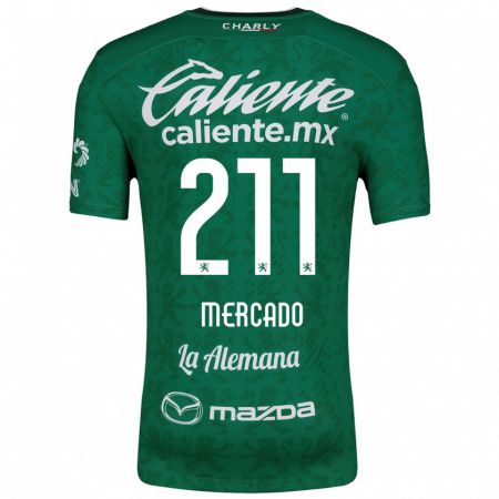 Kandiny Mujer Camiseta Diego Mercado #211 Verde Blanco 1ª Equipación 2024/25 La Camisa Chile