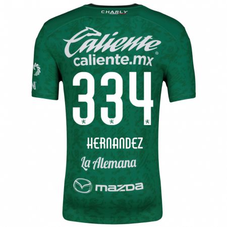 Kandiny Mujer Camiseta Alan Hernández #334 Verde Blanco 1ª Equipación 2024/25 La Camisa Chile