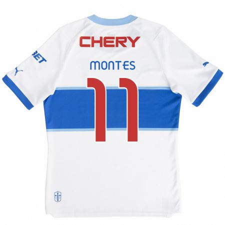 Kandiny Mujer Camiseta Clemente Montes #11 Blanco Azul 1ª Equipación 2024/25 La Camisa Chile