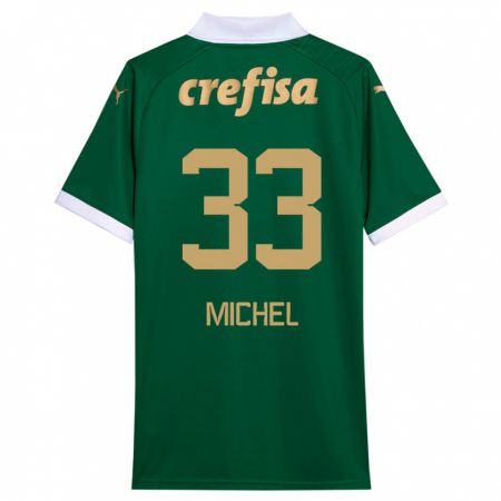 Kandiny Mujer Camiseta Michel #33 Verde Blanco 1ª Equipación 2024/25 La Camisa Chile