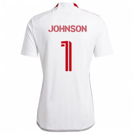 Kandiny Mujer Camiseta Sean Johnson #1 Blanco Rojo 2ª Equipación 2024/25 La Camisa Chile