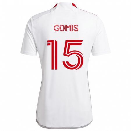 Kandiny Mujer Camiseta Nicksoen Gomis #15 Blanco Rojo 2ª Equipación 2024/25 La Camisa Chile