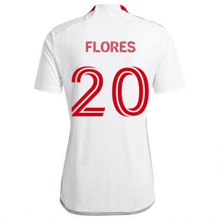 Kandiny Mujer Camiseta Deybi Flores #20 Blanco Rojo 2ª Equipación 2024/25 La Camisa Chile