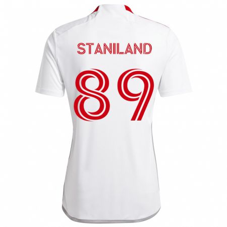 Kandiny Mujer Camiseta Charlie Staniland #89 Blanco Rojo 2ª Equipación 2024/25 La Camisa Chile