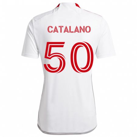 Kandiny Mujer Camiseta Gianluca Catalano #50 Blanco Rojo 2ª Equipación 2024/25 La Camisa Chile