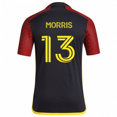 Kandiny Mujer Camiseta Jordan Morris #13 Negro Rojo 2ª Equipación 2024/25 La Camisa Chile