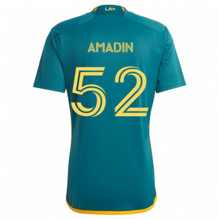 Kandiny Mujer Camiseta Elijah Amadin #52 Verde Amarillo 2ª Equipación 2024/25 La Camisa Chile