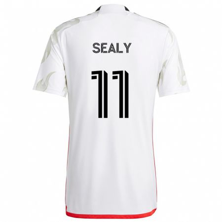 Kandiny Mujer Camiseta Dante Sealy #11 Blanco Rojo Negro 2ª Equipación 2024/25 La Camisa Chile