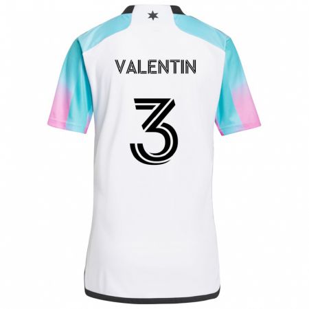 Kandiny Mujer Camiseta Zarek Valentin #3 Blanco Azul Negro 2ª Equipación 2024/25 La Camisa Chile