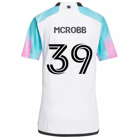 Kandiny Mujer Camiseta Finn Mcrobb #39 Blanco Azul Negro 2ª Equipación 2024/25 La Camisa Chile