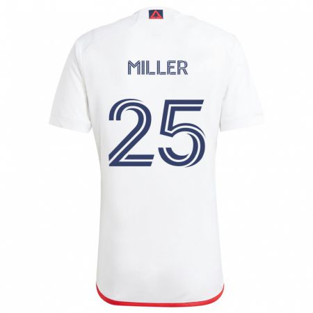 Kandiny Mujer Camiseta Peyton Miller #25 Blanco Rojo 2ª Equipación 2024/25 La Camisa Chile