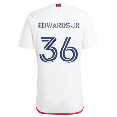 Kandiny Mujer Camiseta Earl Edwards Jr. #36 Blanco Rojo 2ª Equipación 2024/25 La Camisa Chile