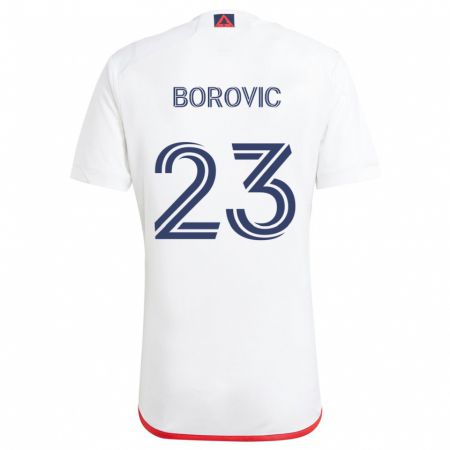 Kandiny Mujer Camiseta Luka Borovic #23 Blanco Rojo 2ª Equipación 2024/25 La Camisa Chile