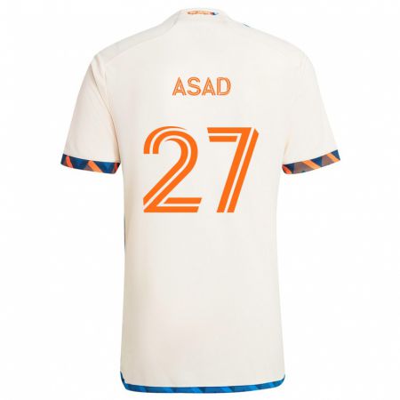 Kandiny Mujer Camiseta Yamil Asad #27 Blanco Naranja 2ª Equipación 2024/25 La Camisa Chile