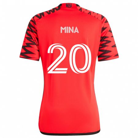 Kandiny Mujer Camiseta Juan Mina #20 Rojo Negro Blanco 2ª Equipación 2024/25 La Camisa Chile