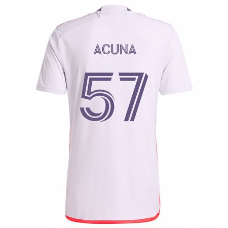 Kandiny Mujer Camiseta Cristofer Acuña #57 Blanco Rojo Púrpura 2ª Equipación 2024/25 La Camisa Chile