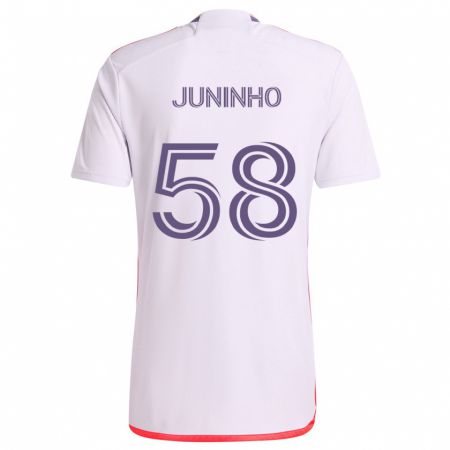 Kandiny Mujer Camiseta Juninho #58 Blanco Rojo Púrpura 2ª Equipación 2024/25 La Camisa Chile