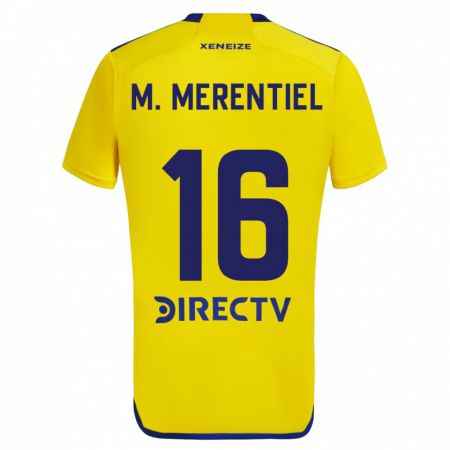 Kandiny Mujer Camiseta Miguel Merentiel #16 Amarillo Azul 2ª Equipación 2024/25 La Camisa Chile