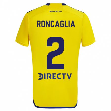 Kandiny Mujer Camiseta Facundo Roncaglia #2 Amarillo Azul 2ª Equipación 2024/25 La Camisa Chile