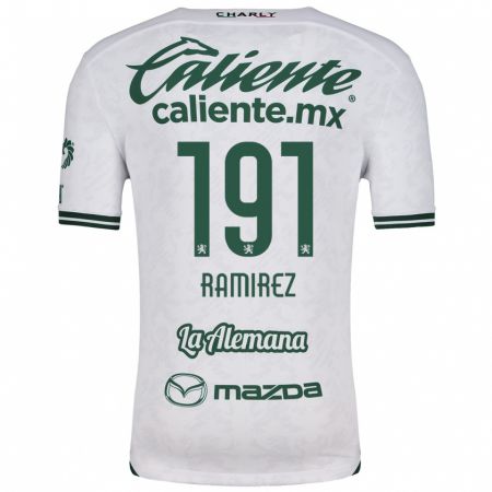 Kandiny Mujer Camiseta Ian Ramírez #191 Blanco Verde 2ª Equipación 2024/25 La Camisa Chile