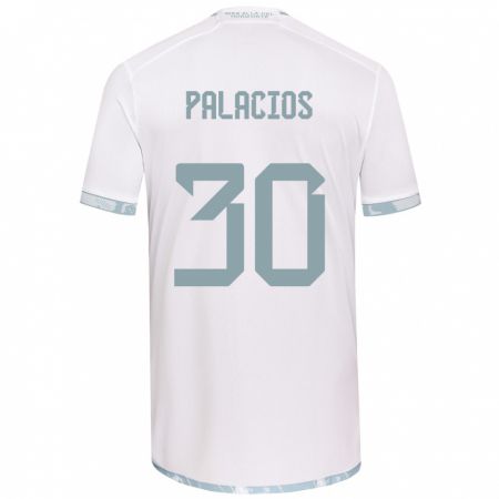 Kandiny Mujer Camiseta Cristian Palacios #30 Gris Blanco 2ª Equipación 2024/25 La Camisa Chile