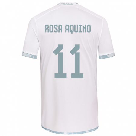 Kandiny Mujer Camiseta Rosa Aquino #11 Gris Blanco 2ª Equipación 2024/25 La Camisa Chile