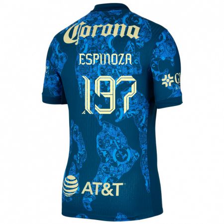 Kandiny Mujer Camiseta Dagoberto Espinoza #197 Azul Amarillo 2ª Equipación 2024/25 La Camisa Chile