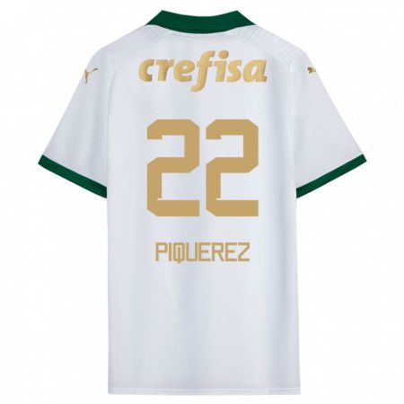 Kandiny Mujer Camiseta Joaquín Piquerez #22 Blanco Verde 2ª Equipación 2024/25 La Camisa Chile