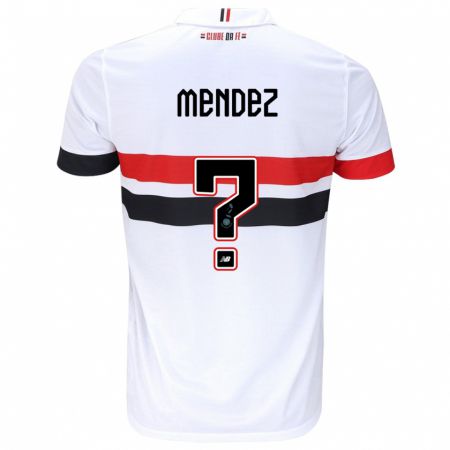 Kandiny Niño Camiseta Jhegson Méndez #0 Blanco Rojo Negro 1ª Equipación 2024/25 La Camisa Chile