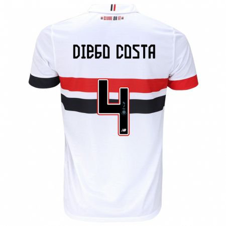 Kandiny Niño Camiseta Diego Costa #4 Blanco Rojo Negro 1ª Equipación 2024/25 La Camisa Chile