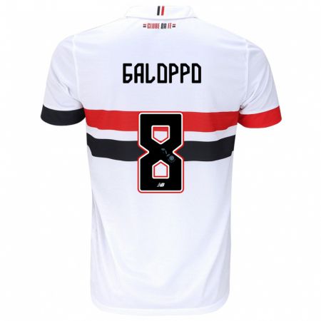 Kandiny Niño Camiseta Giuliano Galoppo #8 Blanco Rojo Negro 1ª Equipación 2024/25 La Camisa Chile