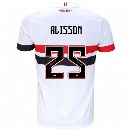 Kandiny Niño Camiseta Alisson #25 Blanco Rojo Negro 1ª Equipación 2024/25 La Camisa Chile