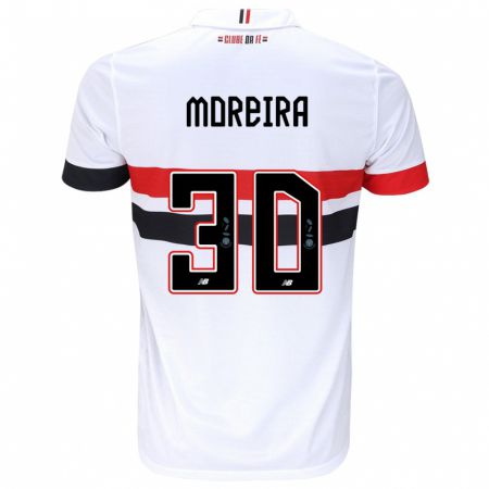 Kandiny Niño Camiseta João Moreira #30 Blanco Rojo Negro 1ª Equipación 2024/25 La Camisa Chile