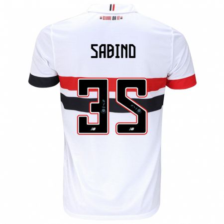 Kandiny Niño Camiseta Sabino #35 Blanco Rojo Negro 1ª Equipación 2024/25 La Camisa Chile