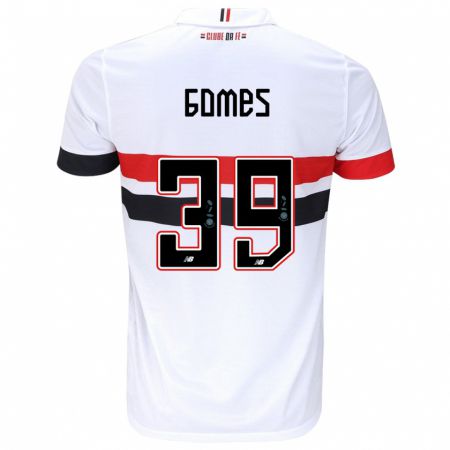 Kandiny Niño Camiseta William Gomes #39 Blanco Rojo Negro 1ª Equipación 2024/25 La Camisa Chile