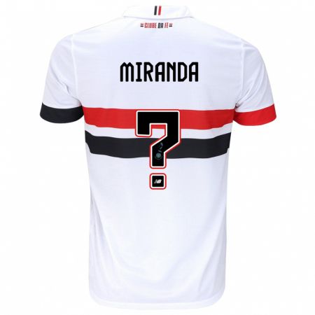 Kandiny Niño Camiseta João Miranda #0 Blanco Rojo Negro 1ª Equipación 2024/25 La Camisa Chile