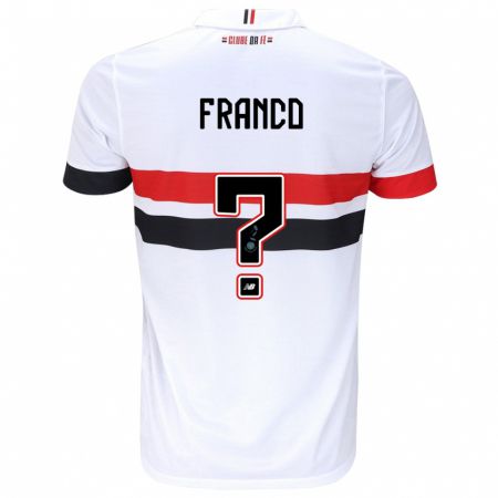 Kandiny Niño Camiseta Franco #0 Blanco Rojo Negro 1ª Equipación 2024/25 La Camisa Chile