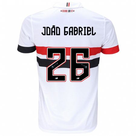 Kandiny Niño Camiseta João Gabriel #26 Blanco Rojo Negro 1ª Equipación 2024/25 La Camisa Chile