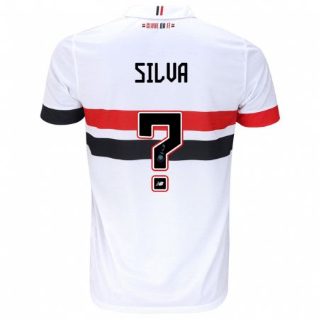 Kandiny Niño Camiseta Mateus Silva #0 Blanco Rojo Negro 1ª Equipación 2024/25 La Camisa Chile