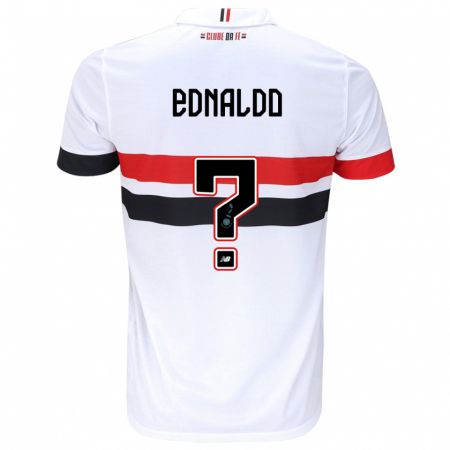 Kandiny Niño Camiseta José Ednaldo #0 Blanco Rojo Negro 1ª Equipación 2024/25 La Camisa Chile