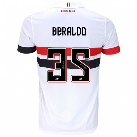 Kandiny Niño Camiseta Lucas Beraldo #35 Blanco Rojo Negro 1ª Equipación 2024/25 La Camisa Chile