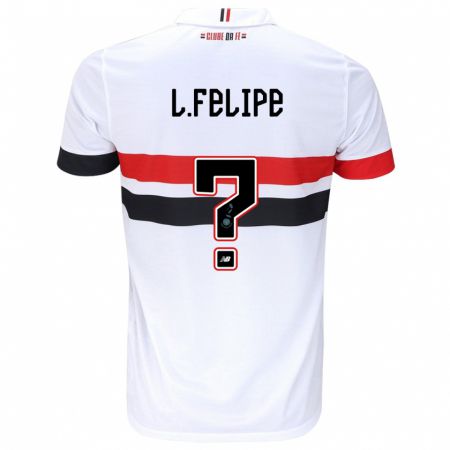 Kandiny Niño Camiseta Luis Felipe #0 Blanco Rojo Negro 1ª Equipación 2024/25 La Camisa Chile